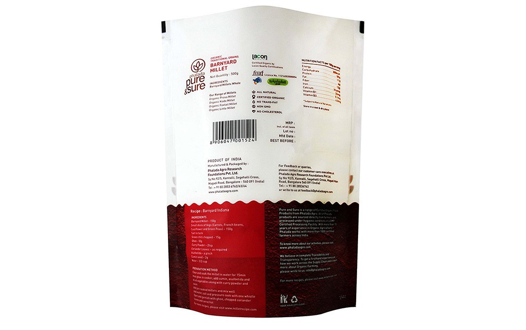 Pure & Sure Organic Barnyard Millet    Pack  500 grams